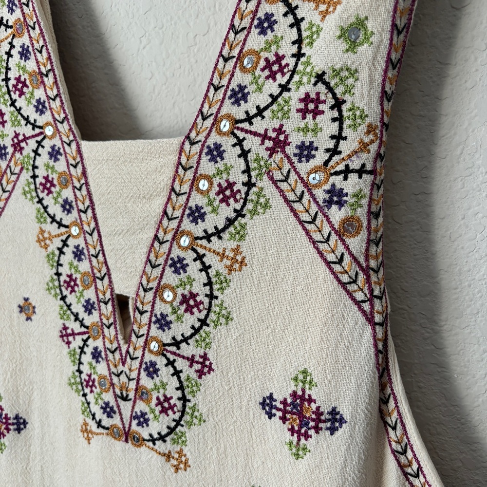 Free People Boho Embroidered Never Been Beige Mini Dress - Picture 4 of 14